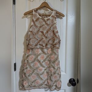 Free People Gold Sequin Halter Mini Dress